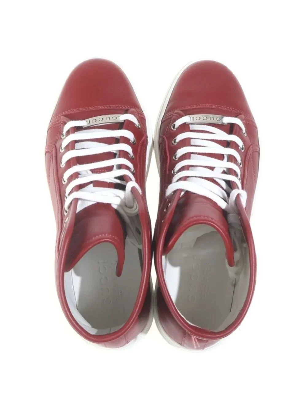 Gucci Logo Plate Leather High-Top Sneakers